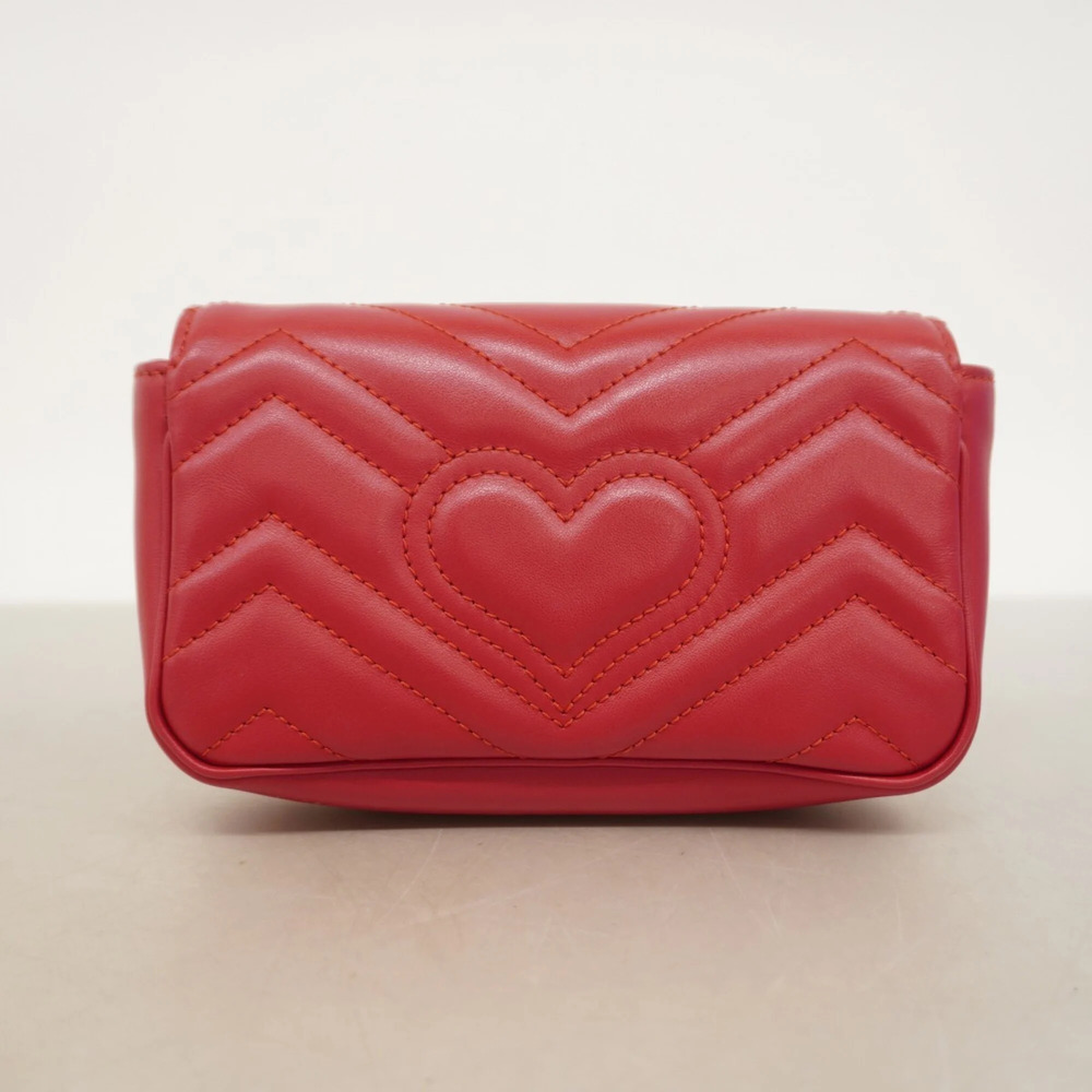 GUCCI Authentic Red Leather GG Marmont Shoulder Bag - Picture 8 of 8